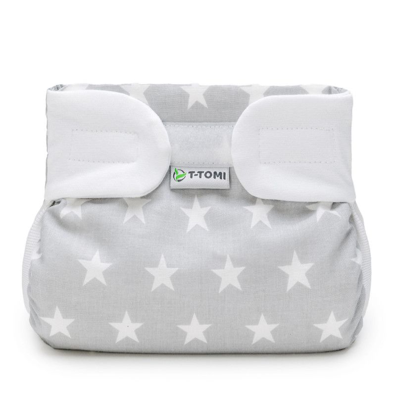 T-TOMI Orthopädisches Spreizhöschen für breites Wickeln - klettverschluss Grey stars (5-9 kg)