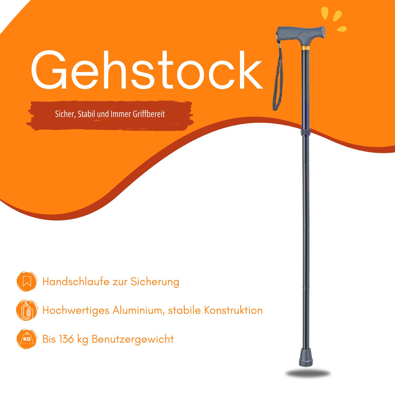 Bischoff & Bischoff Gehstock faltbarer Klappstock