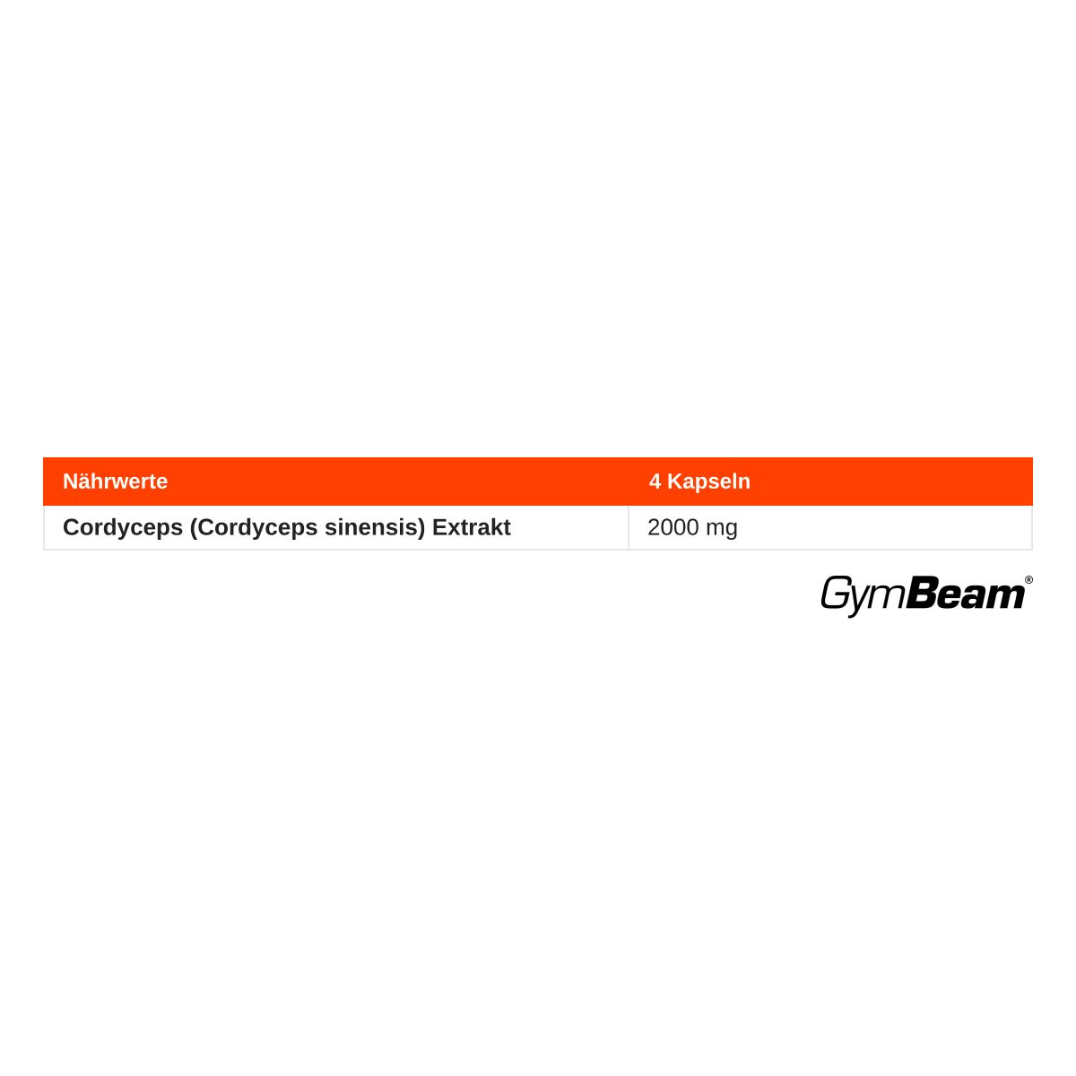 GymBeam Cordyceps Extrakt Kapseln: 4 Kapseln, 2000 mg.