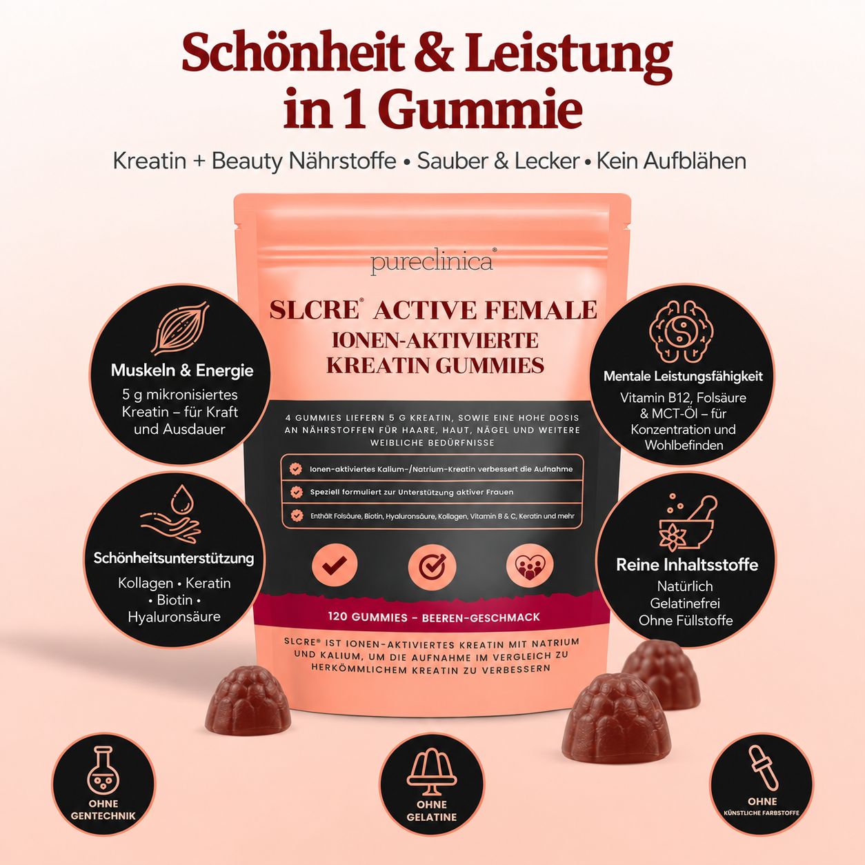 Pureclinica SLCre Kreatin-Gummibärchen für Frauen