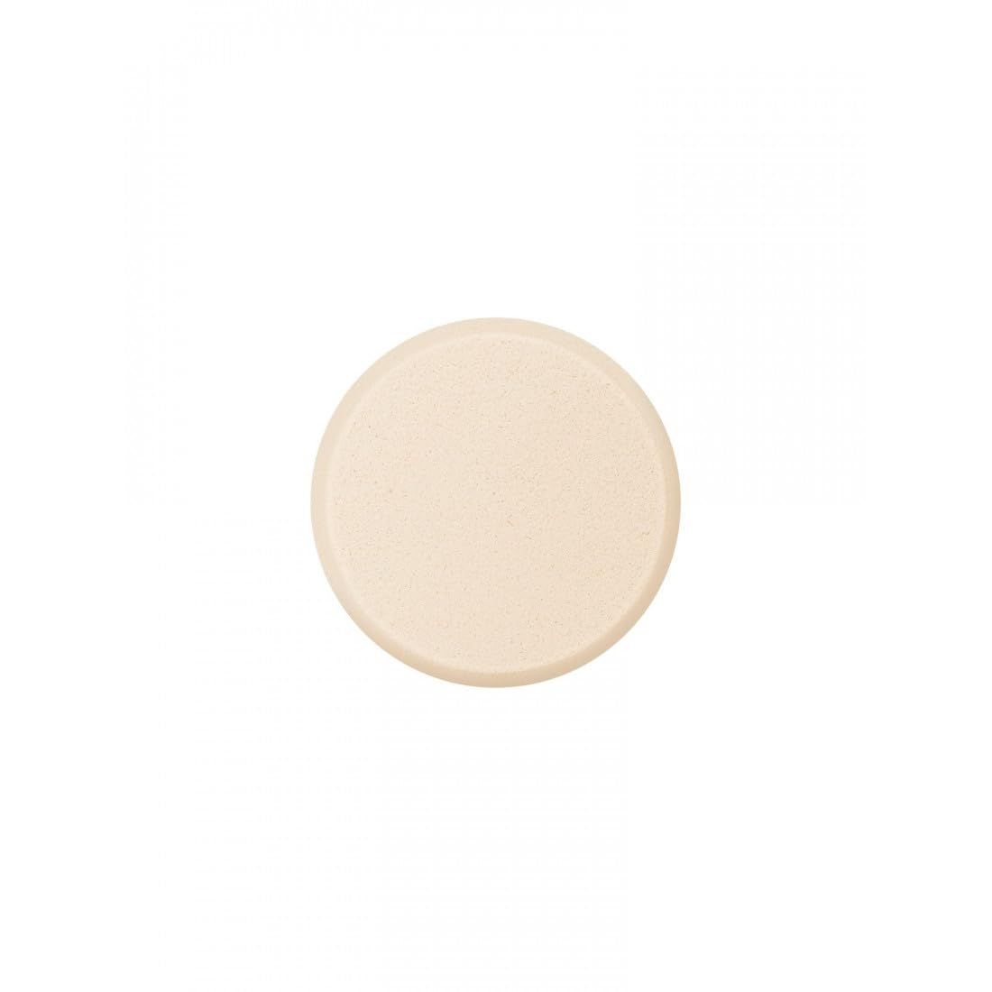 Runder, beigefarbener Schwamm. Detailaufnahme von oben.