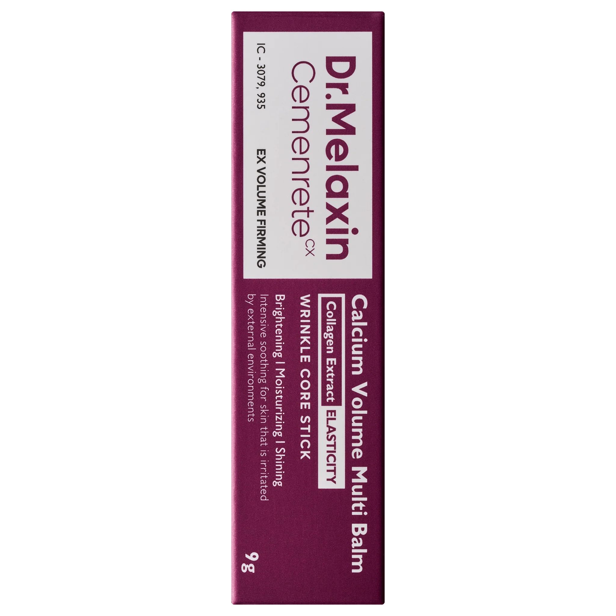 Dr.Melaxin Cemenrete Calcium Volume Multi Balm. Zylindrische Verpackung, dunkelviolett mit weißer Schrift. 9g.