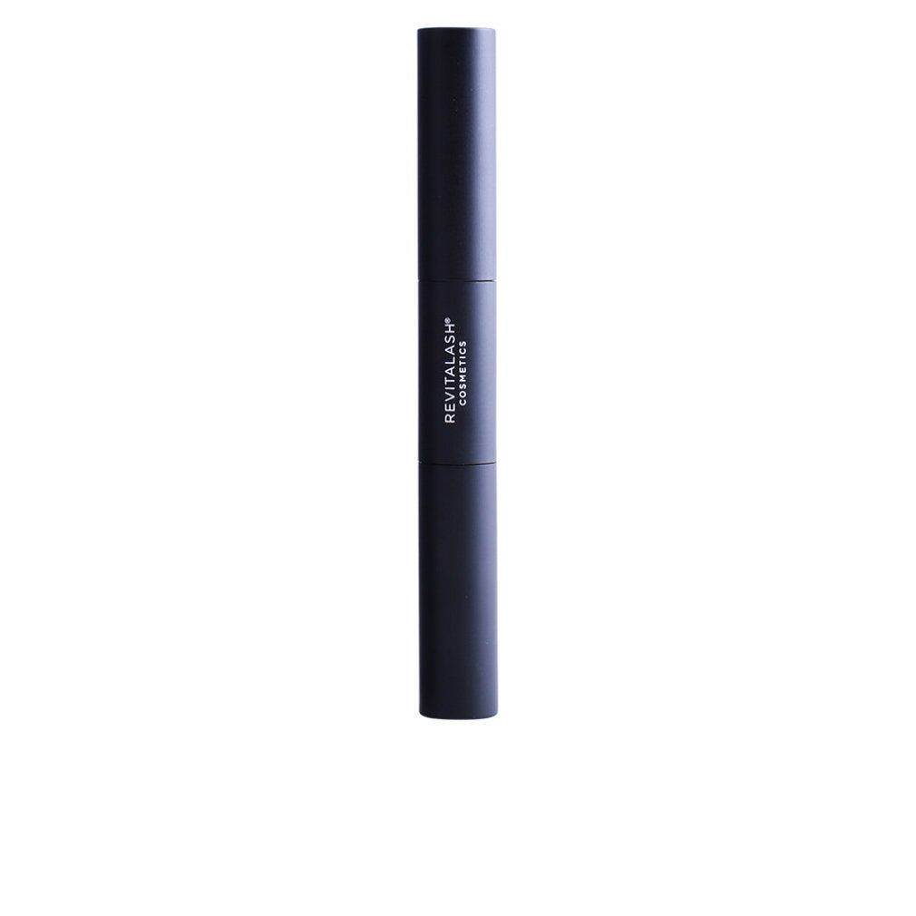Doppelendige Mascara-Tube, dunkelblau. Aufschrift Revitalash Cosmetics.