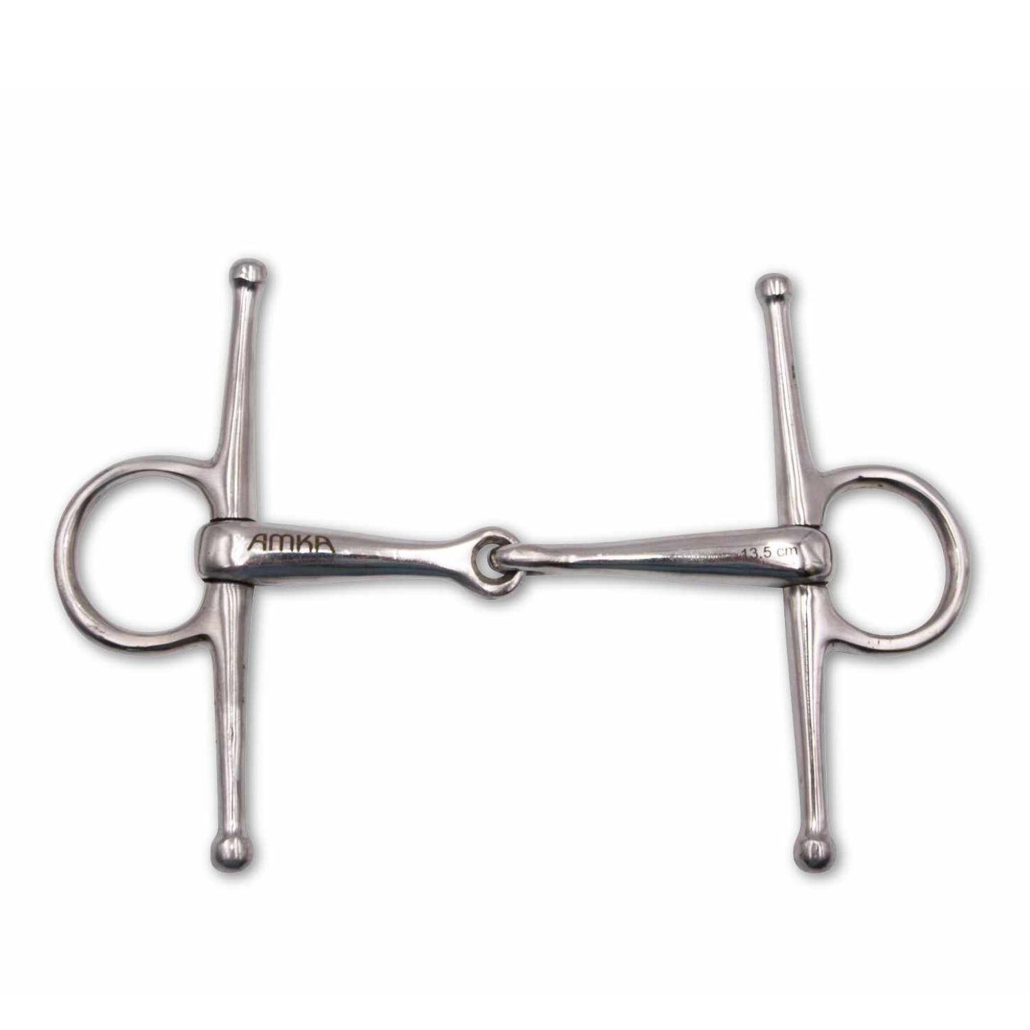 Schenkeltrense aus Metall. AMKA-Logo. Ringe und Seitenteile.