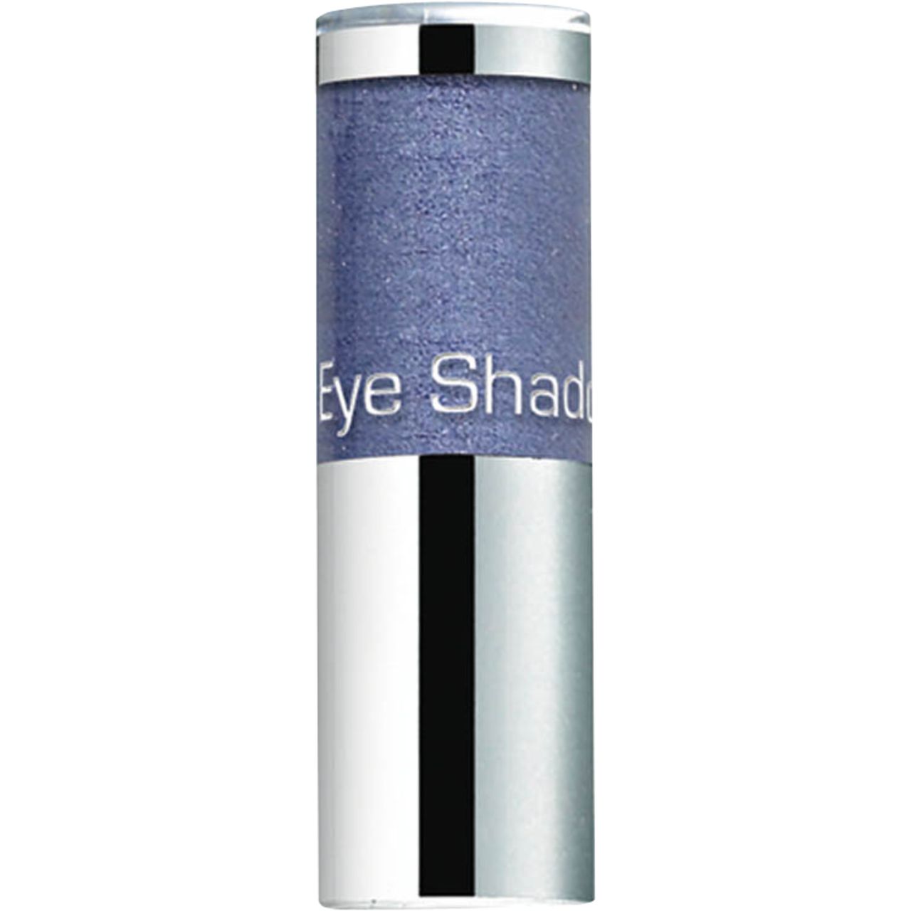 Zylindrischer Lidschatten-Refill mit silberfarbenem Deckel und Boden. Aufschrift "Eye Shad". Blauer Lidschatten.