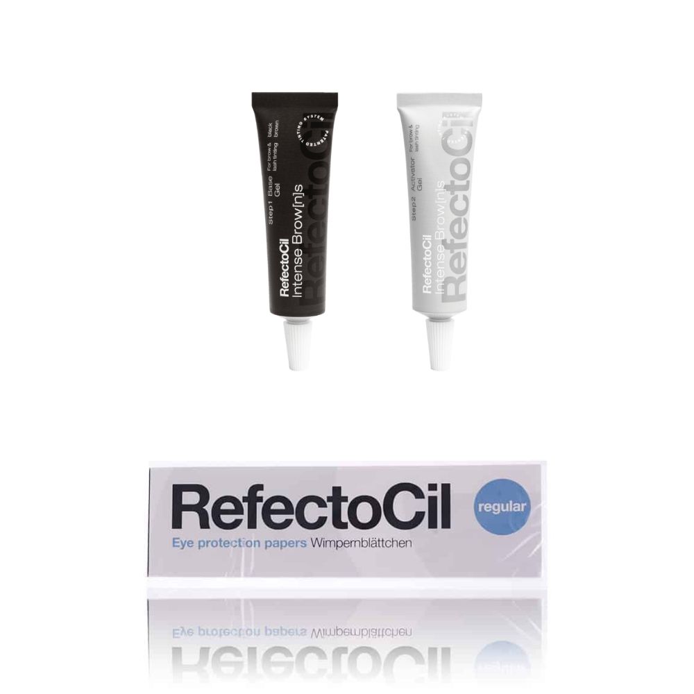 RefectoCil Intense Brow[n]s Base Gel Schwarzbraun & Activator Gel & Wimpernblättchen Set
