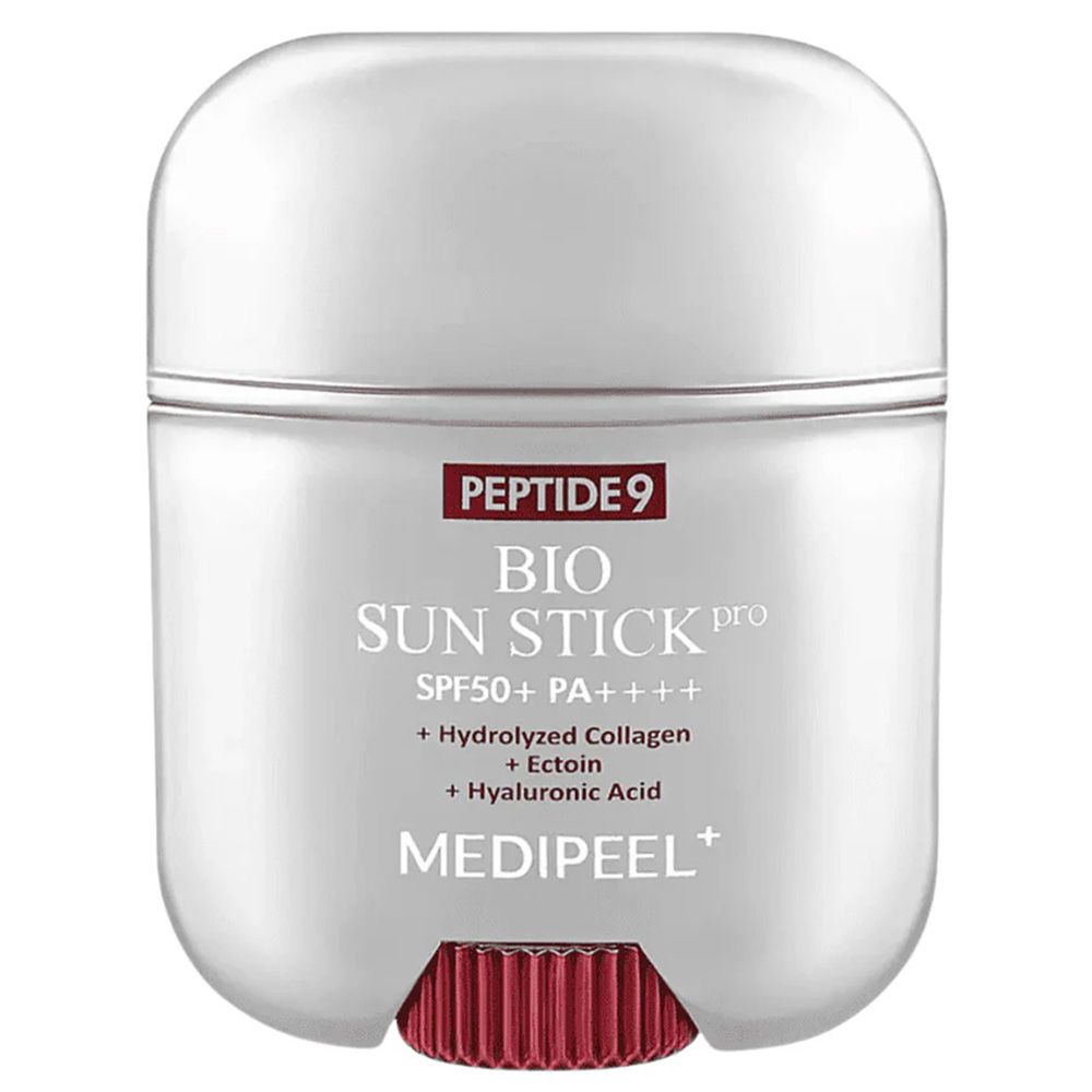 Medipeel Bio Sun Stick Pro mit LSF50+ PA++++. Enthält hydrolysiertes Kollagen, Ectoin und Hyaluronsäure.