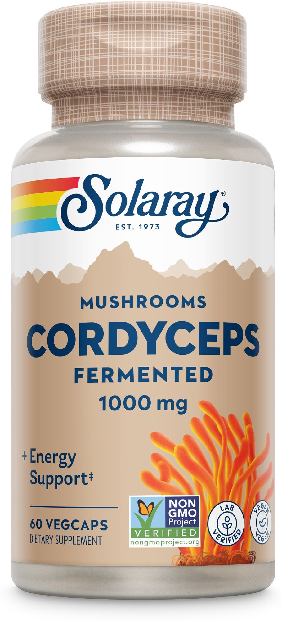 Solaray Cordyceps fermentiert Kapseln, 1000 mg. Enthält 60 Vegancaps. Energie-Unterstützung.