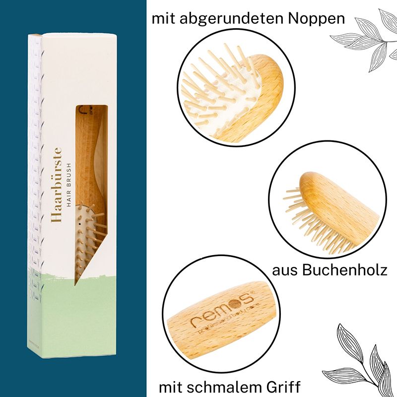 REMOS Haarbürste schmal mit Holzstiften