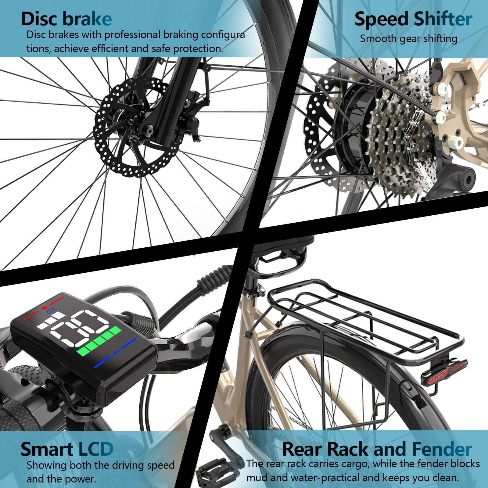 FM M1 E-Bike mit tiefem Einstieg, 36V 250W Motor & 36V 13Ah Akku