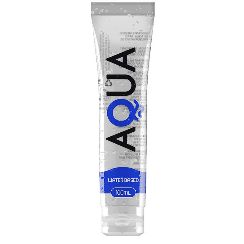 AQUA Wasserbasierte Gleitcreme in einer transparenten Tube mit blauem Etikett.