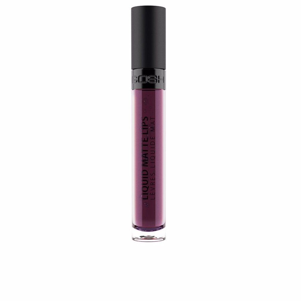 Gosh Liquid Matte Lips in Arabian Night. Flasche mit schwarzem Deckel. Aufschrift: Liquid Matte Lips. Farbe: dunkles Pink.