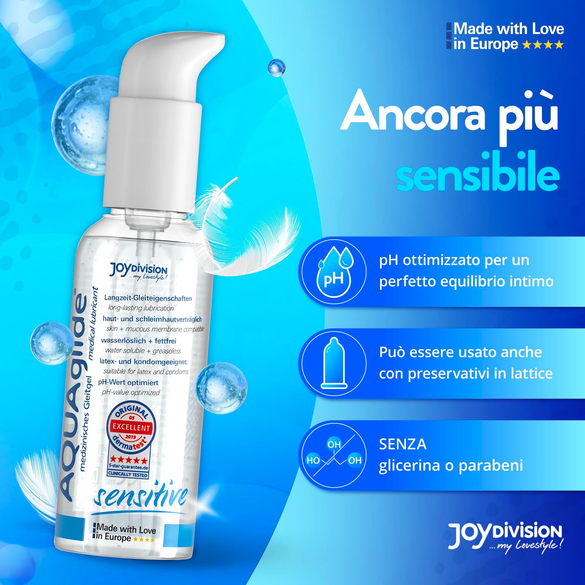 Joydivision AQUAglide Sensitive Gleitgel, pH-optimiert, ohne Glycerin/Parabene.