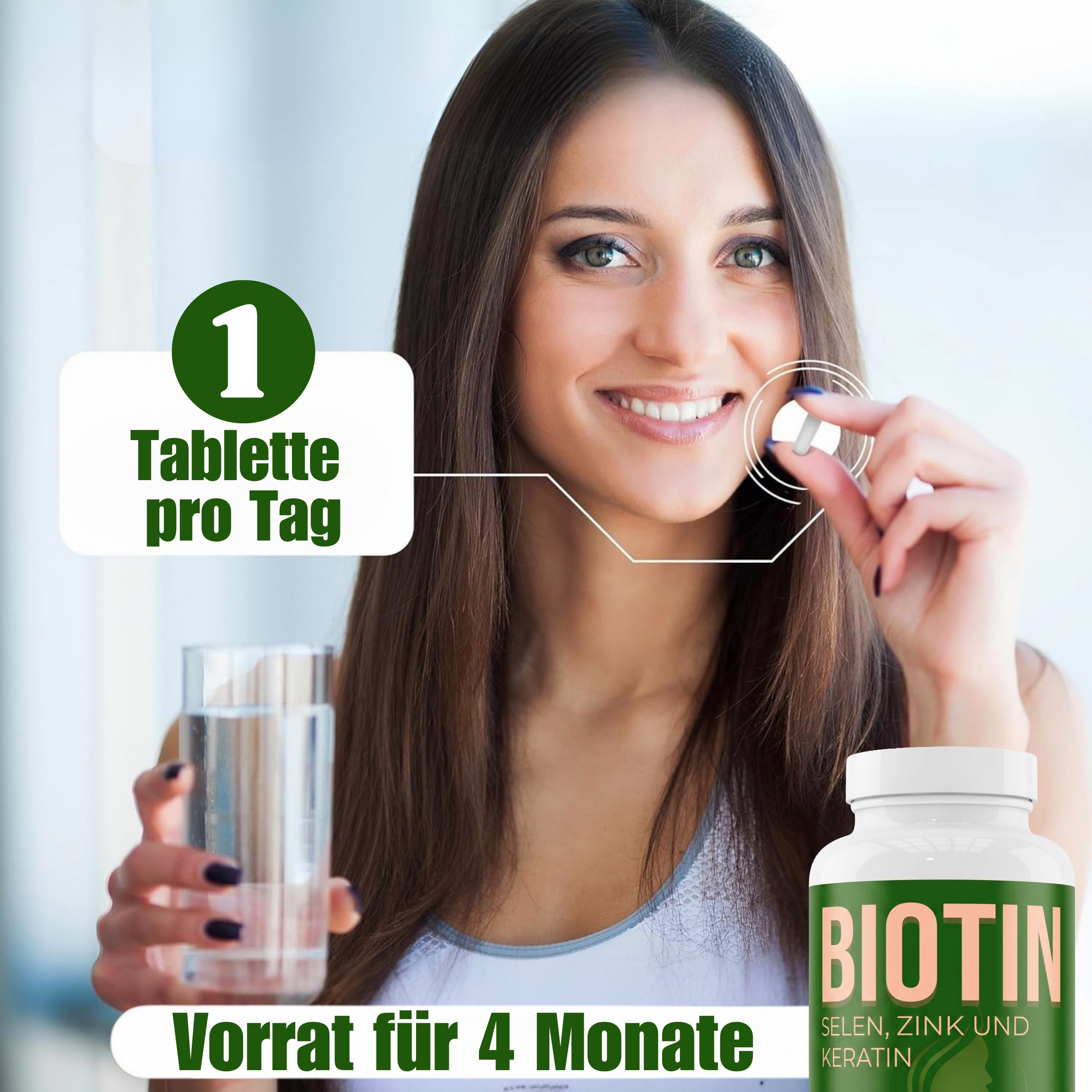 Biotin hochdosiert mit Zink Selen Tabletten für Haare Haarwachstum Biotin Zink Selen und Kieselsäure