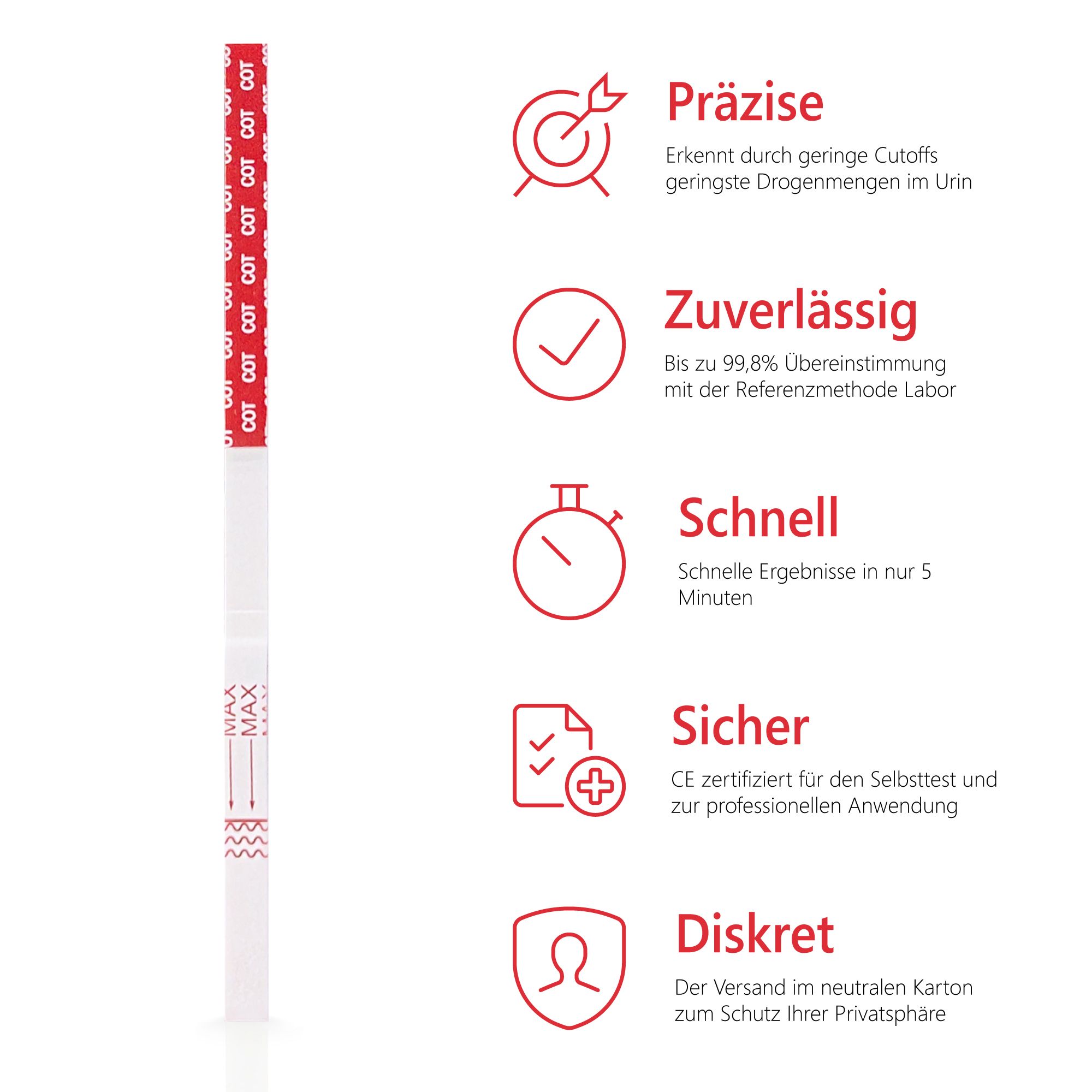 LuxmedIQ Cotinin Drogentest - Nikotin Urin Drogenschnelltest - Cutoff 200 ng/mL