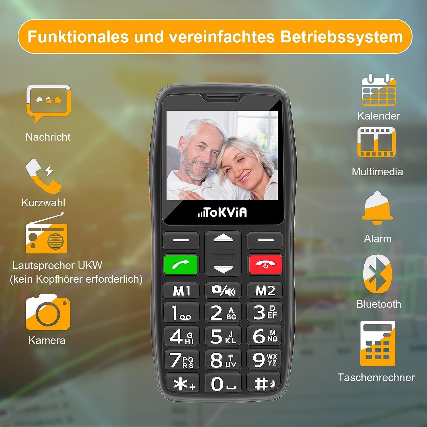 Tokvia Seniorenhandy T102 | Klassiches Handy mit großen Tasten