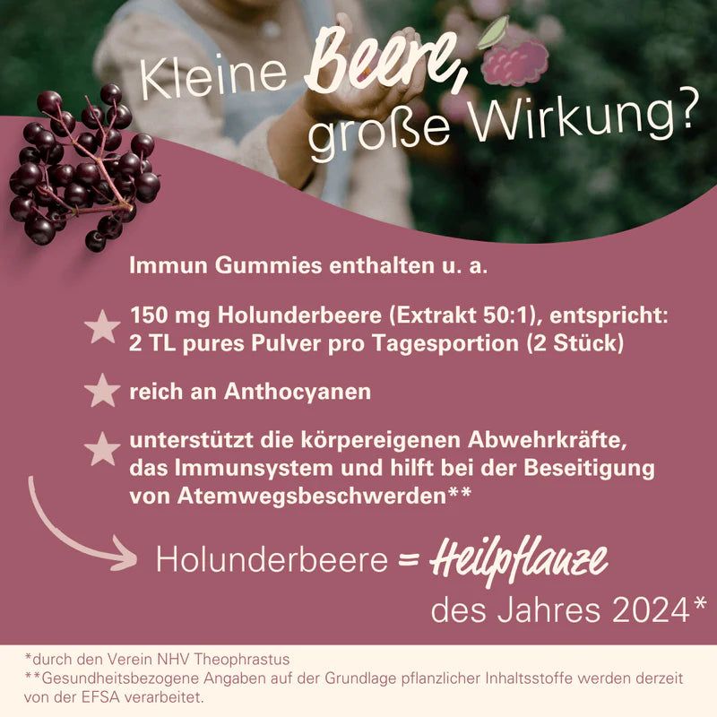 Flasche wowtamins Immun Gummies, mit Illustration eines Waschbären und Text.