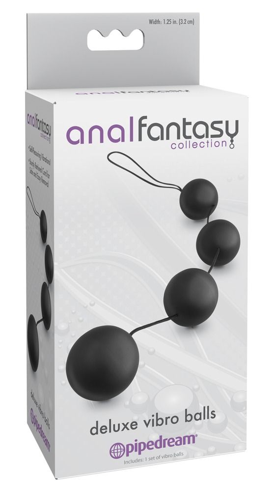 Verpackung der Deluxe Vibro Balls mit Abbildung der Kugeln und Produktnamen.