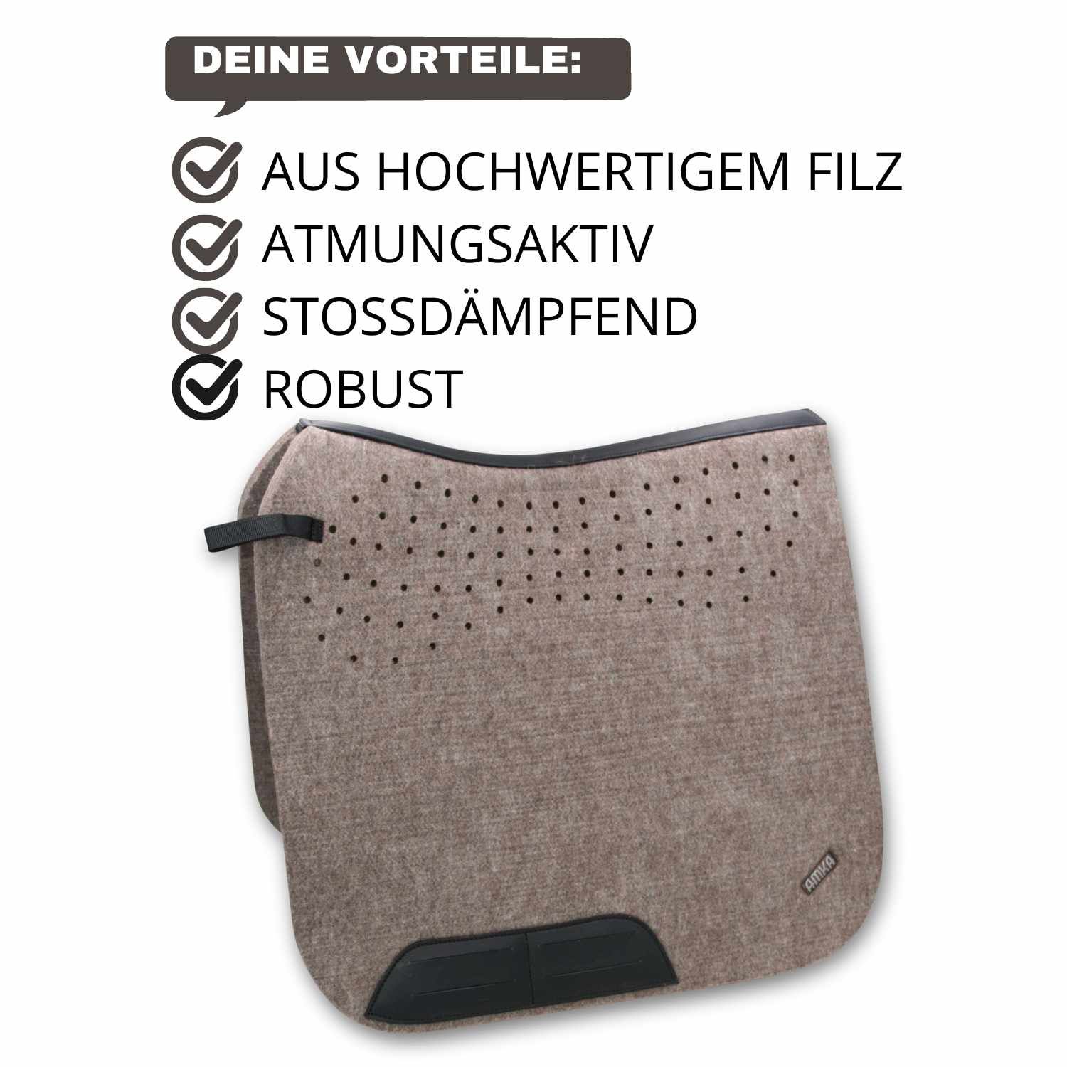 Filzschabracke, braun, mit Vorteilen: hochwertiger Filz, atmungsaktiv, stoßdämpfend, robust.