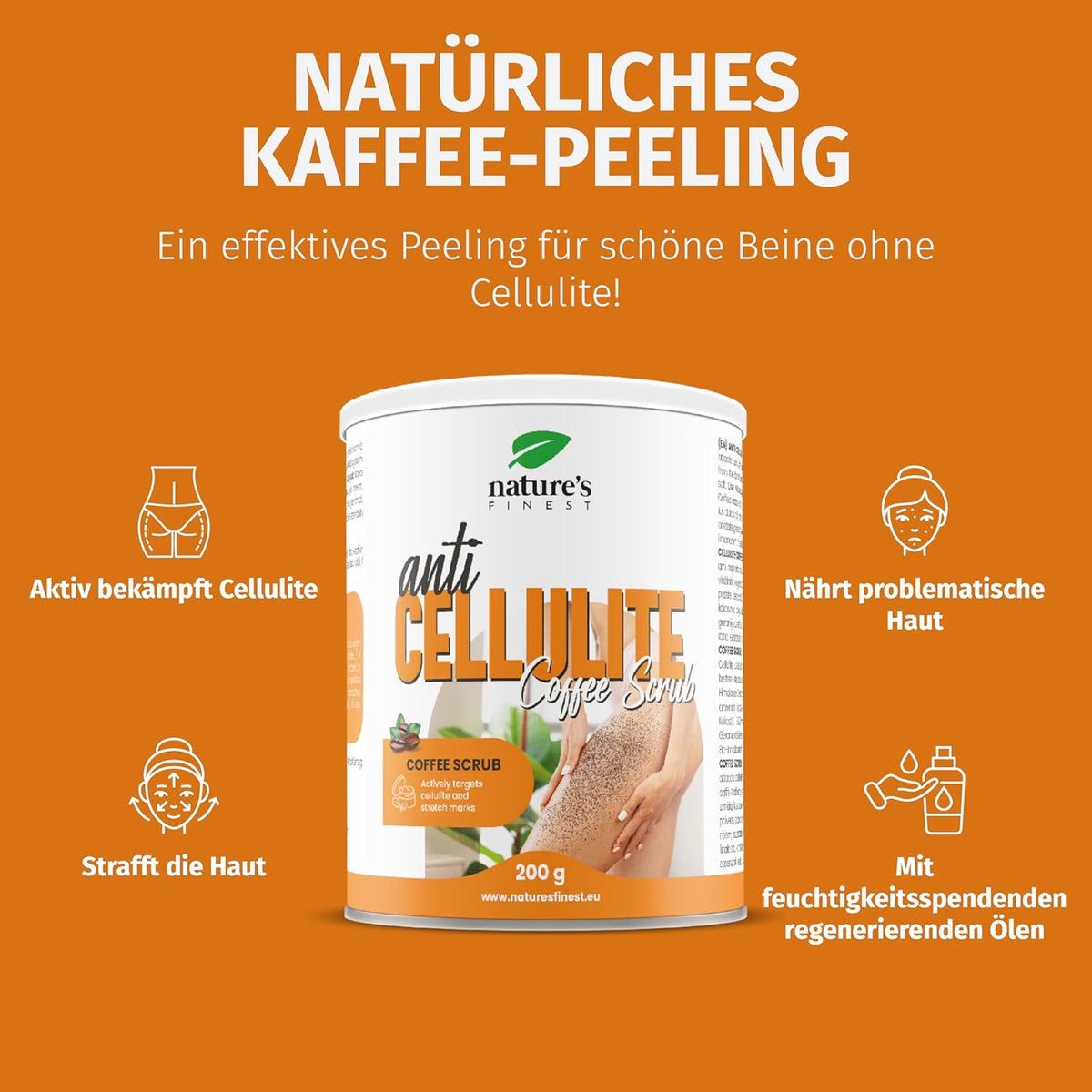 Nature's Finest Anti Cellulite Coffee Scrub - Kaffee-Peeling gegen Cellulite