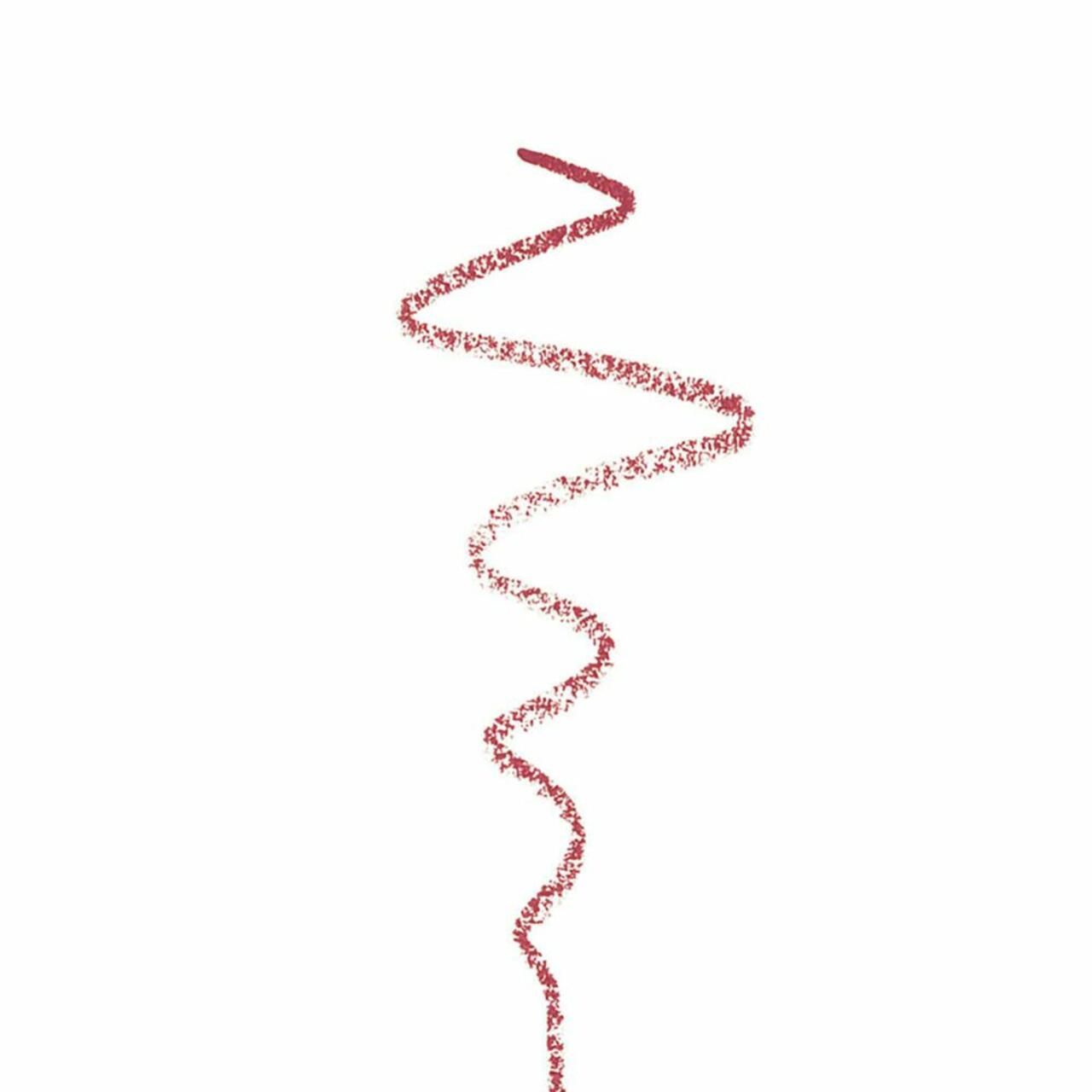 Roter Lipliner-Strich auf weißem Hintergrund. Wellenförmig.