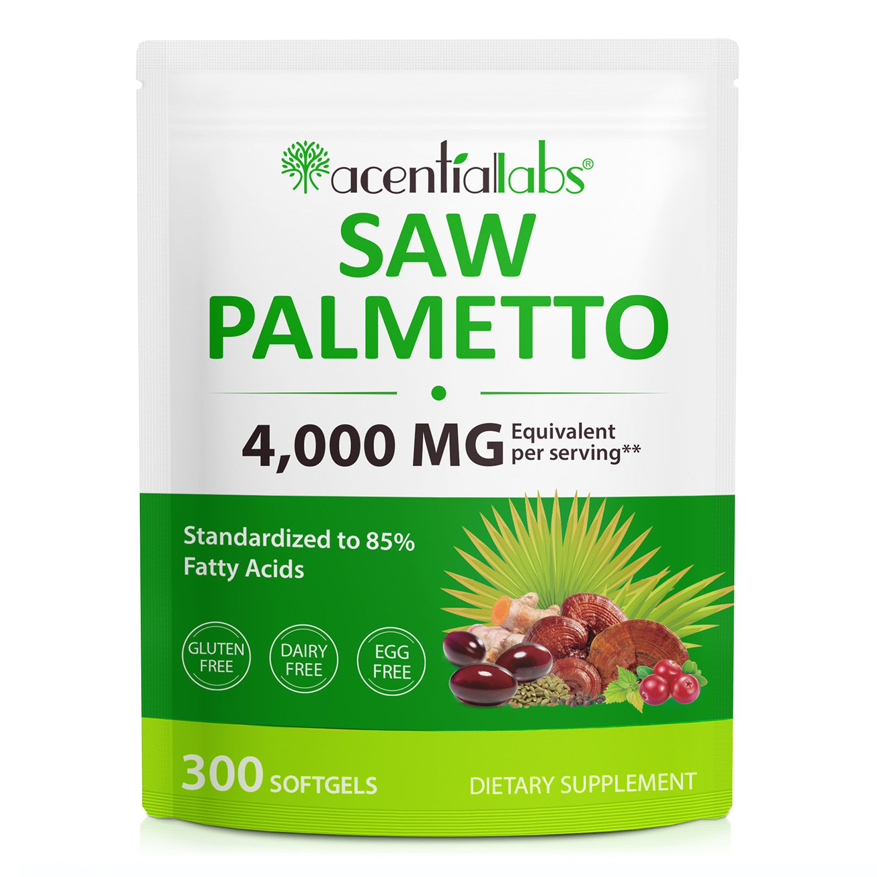 Acentiallabs Saw Palmetto Extrakt Sägepalmenextrakt Kürbiskernöl Hochdosiert Softgels