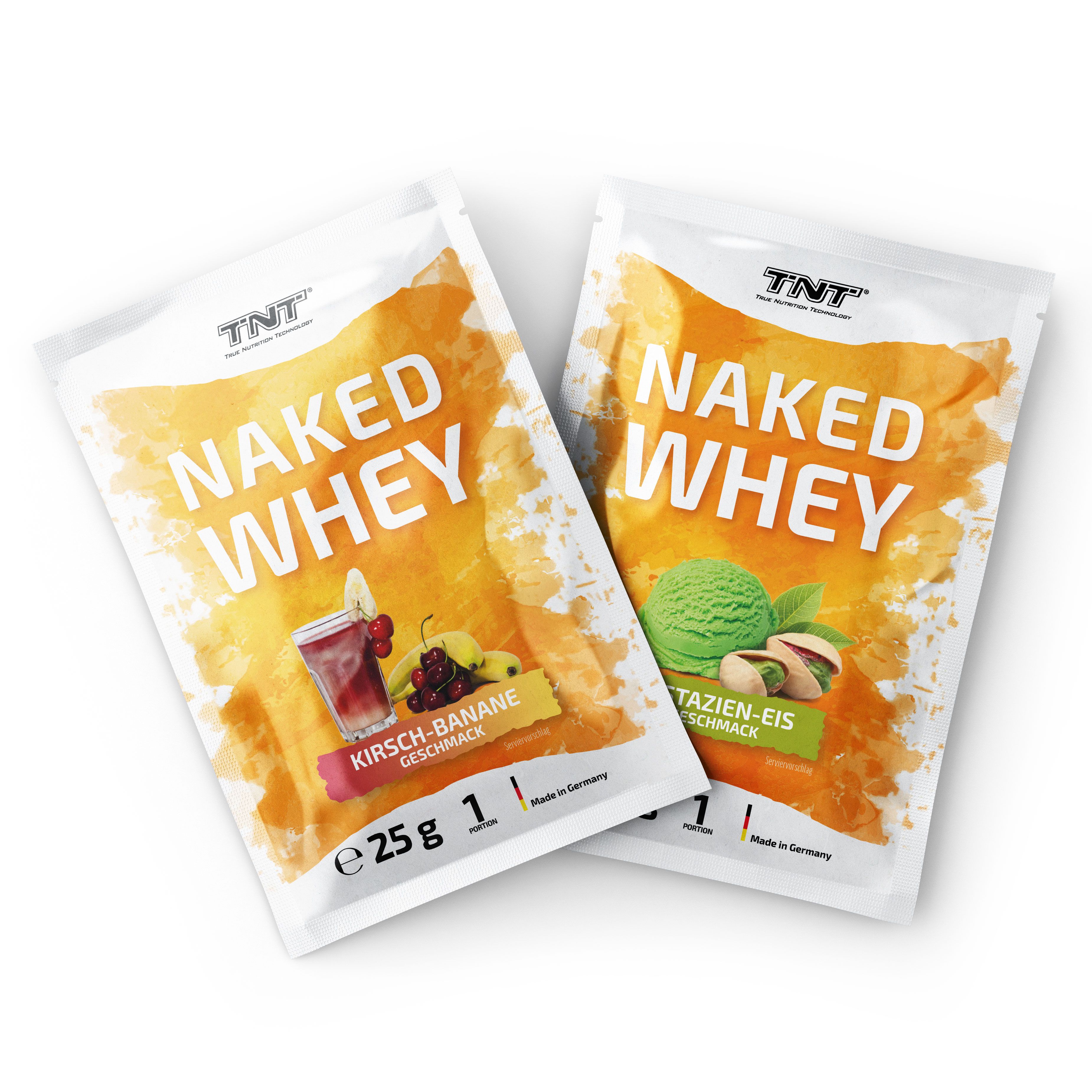 Naked Whey Portionsbeutel / Probe - Whey Protein Konzentrat - KiBa (Kirsch-Banane) Geschmack