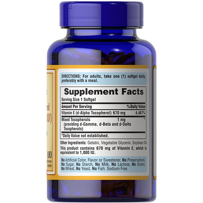 Puritan's Pride Vitamin E-1000 IU Gemischte Tocopherole aus natürlichen Quellen