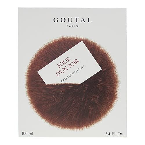 Verpackung mit Fell-Design und Produktnamen. Marke Goutal Paris. Aufschrift Folie d'Un Soir Eau de Parfum.