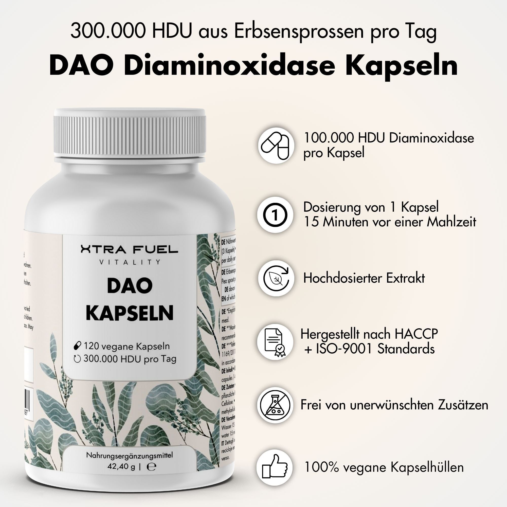 XTRA FUEL DAO Vegane DiAminOxidase 300.000 HDU Kapseln