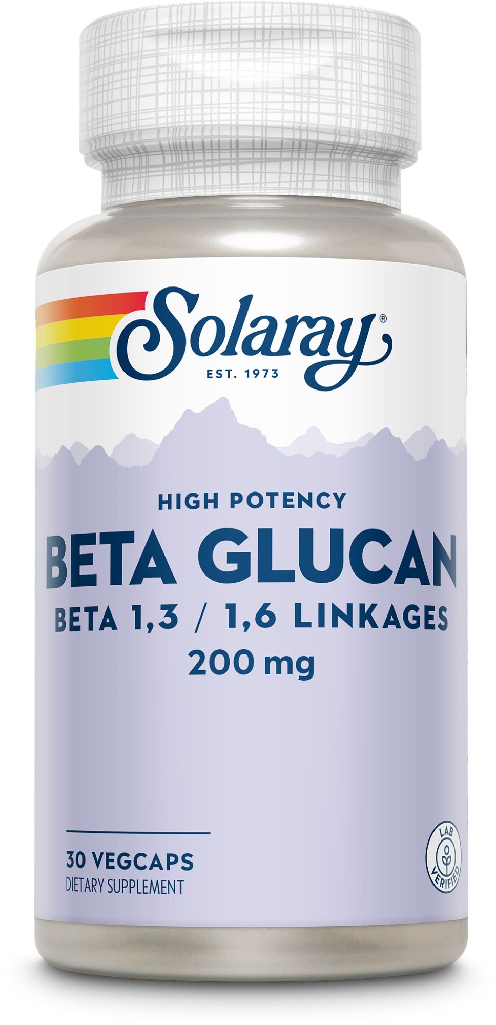 Solaray Beta Glucan Flasche mit 200 mg, 30 vegetarischen Kapseln.