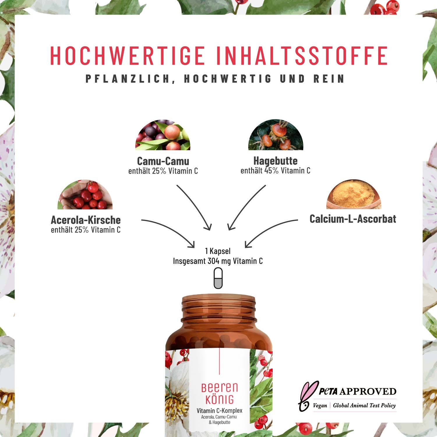 Vitamin C Komplex mit Camu Camu & Acerola - Beerenkönig - NATURTREU®
