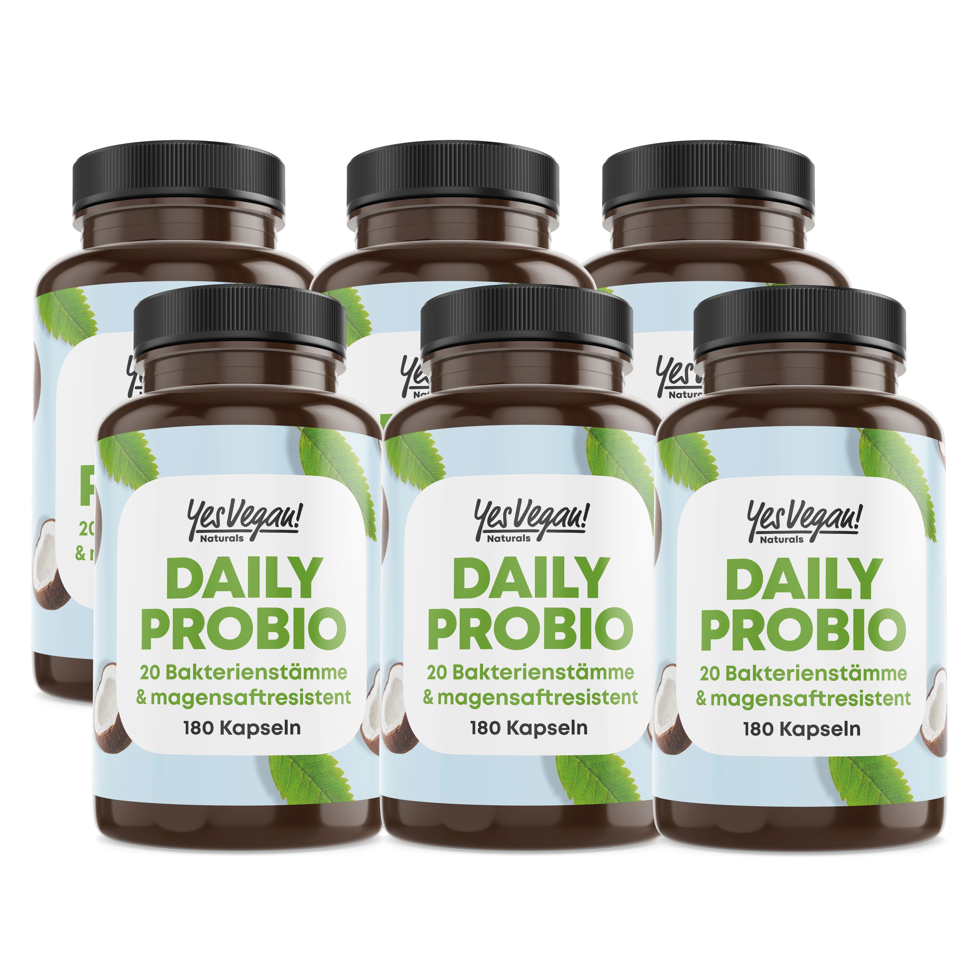 Yes Vegan® Daily Probio – 20 Bakterienstämme, 100 Mrd. KBE, vegan & magensaftresistent – 180 Kapseln
