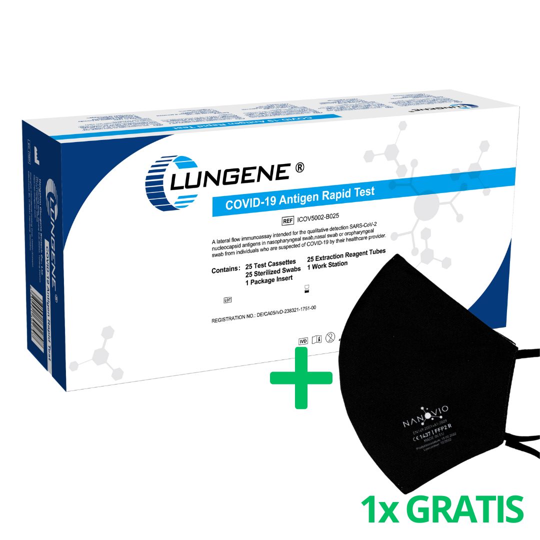 Clungene Antigen COVID-19 Schnelltest - 3in1 Professional + Gratis Nanovio FFP2