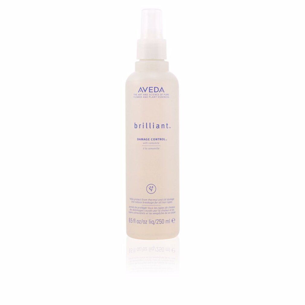 Aveda Brilliant Damage Control. Flasche mit Sprühkopf. Text: Aveda, brilliant, Damage Control. 250 ml.