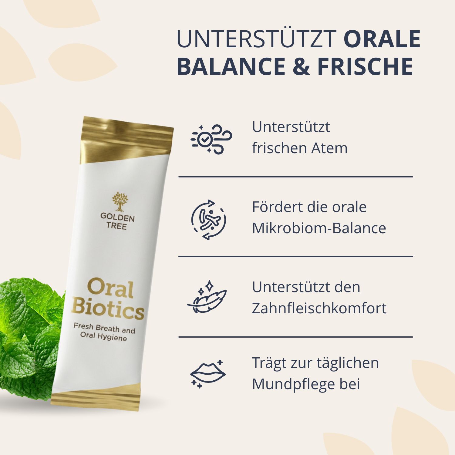 Golden Tree Oral Biotics unterstützt orale Balance und Frische.