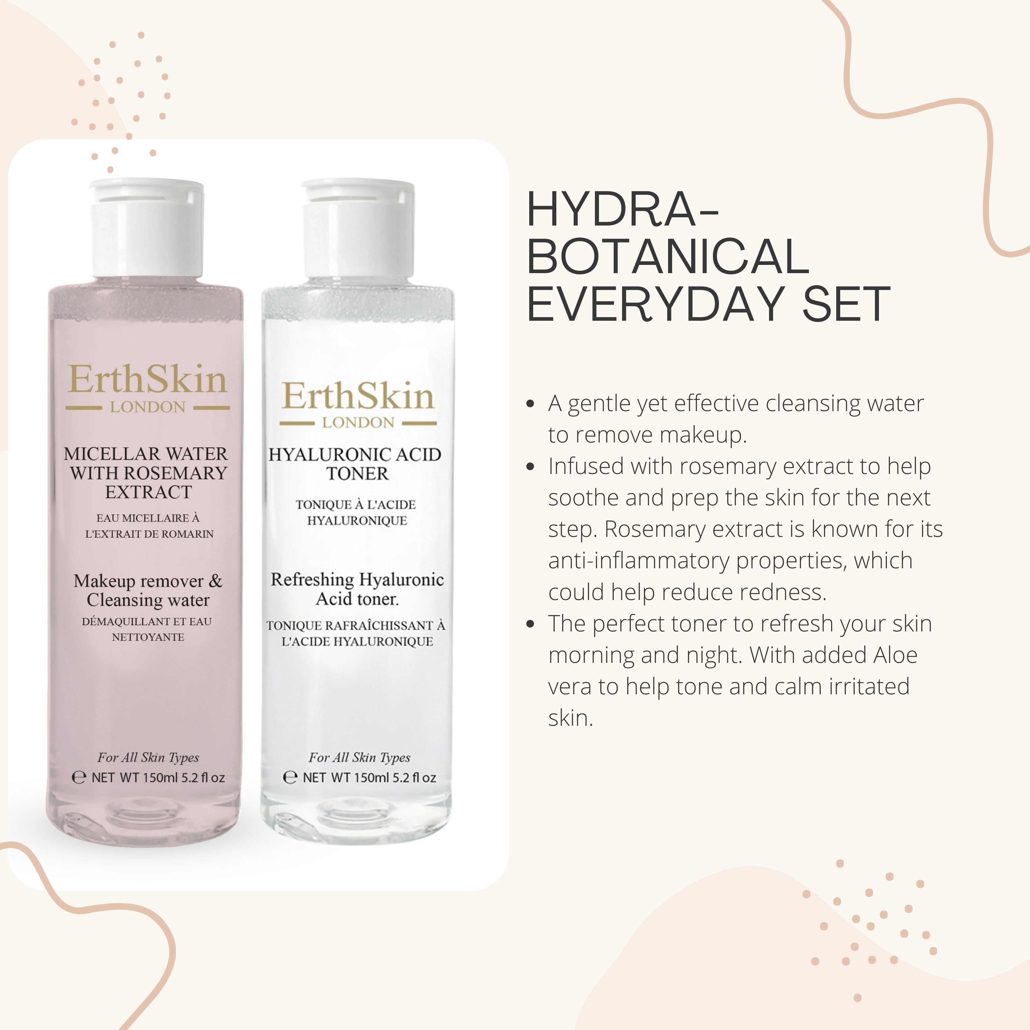 ErthSkin London Erfrischender Hyaluronsäure-Toner + Mizellenwasser