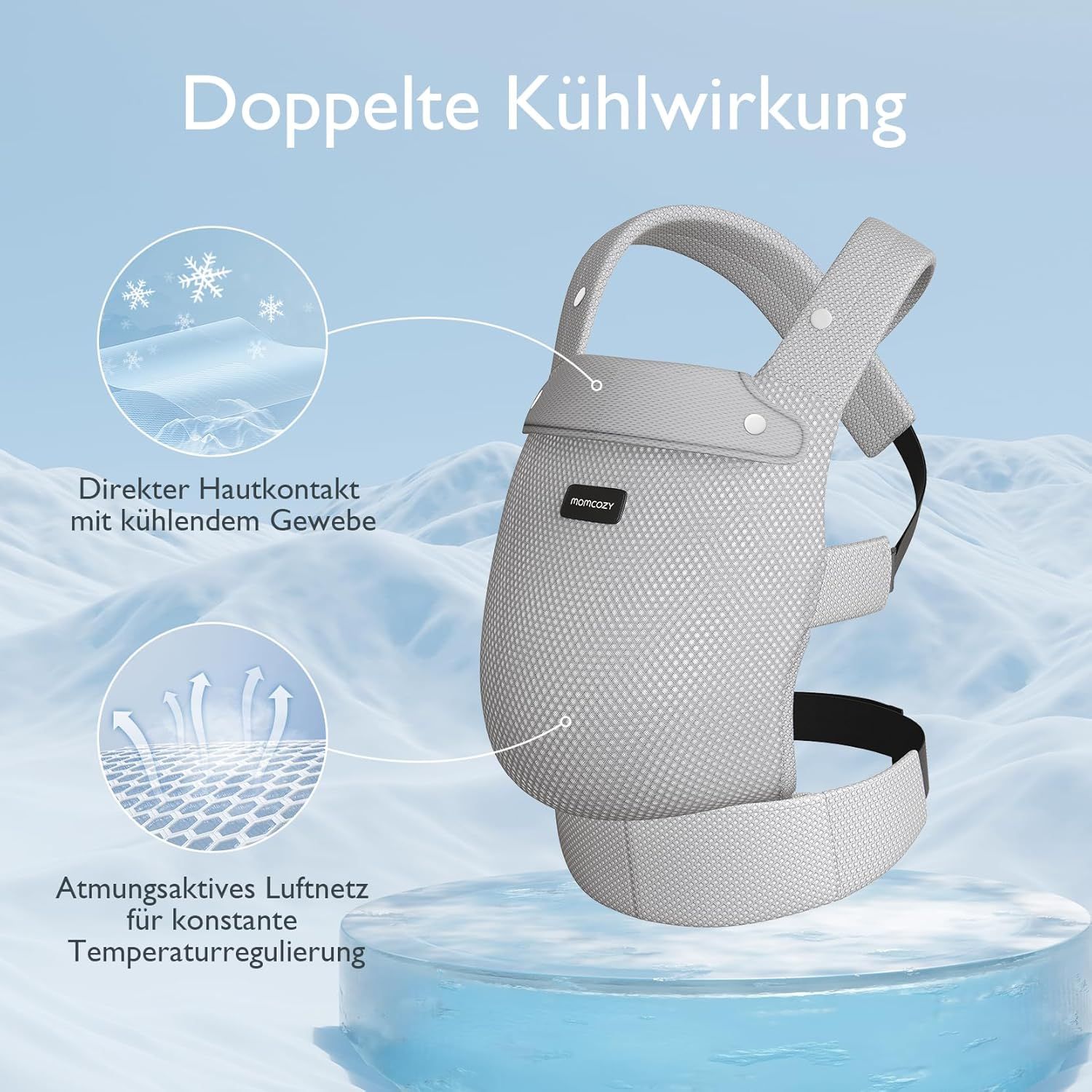 Momcozy Baby Trage - Leichte & Atmungsaktive Netz Air Mesh-Grau