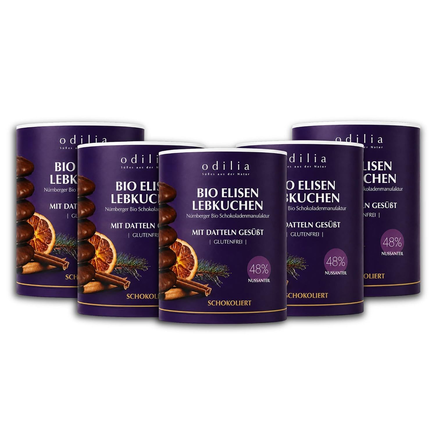 Drei Dosen Odilia Bio Elisen Lebkuchen, glutenfrei, mit Datteln gesüßt.