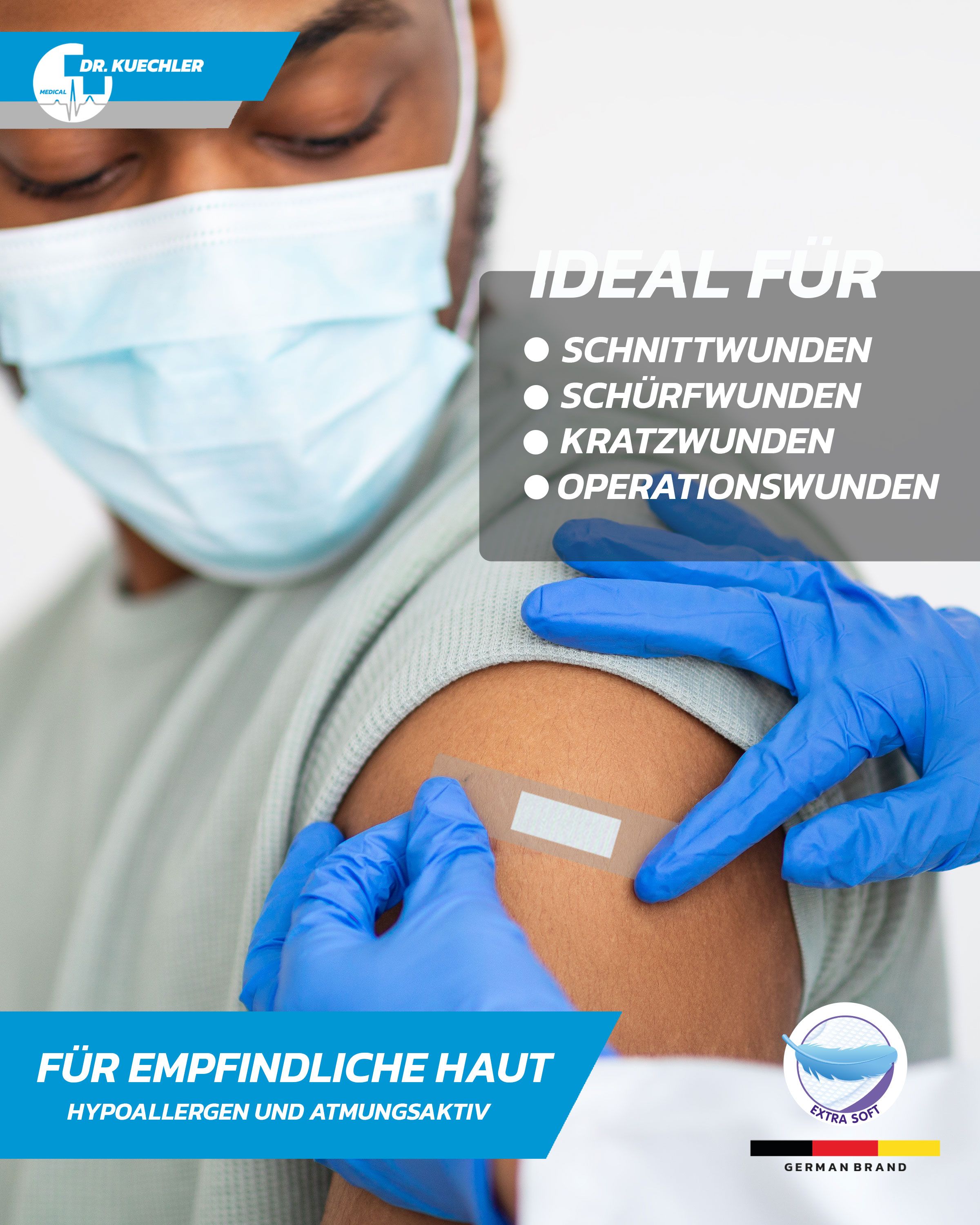 Dr. Kuechler Medical® Duschpflaster, Wundpflaster, wasserfest, steril, sensitiv