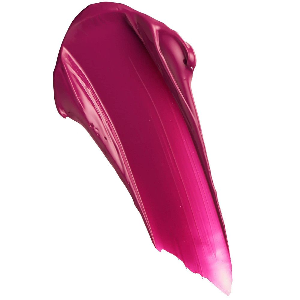 Farbstrich eines pinkfarbenen Creme-Lippenstifts. Glänzende Textur, diagonale Form.