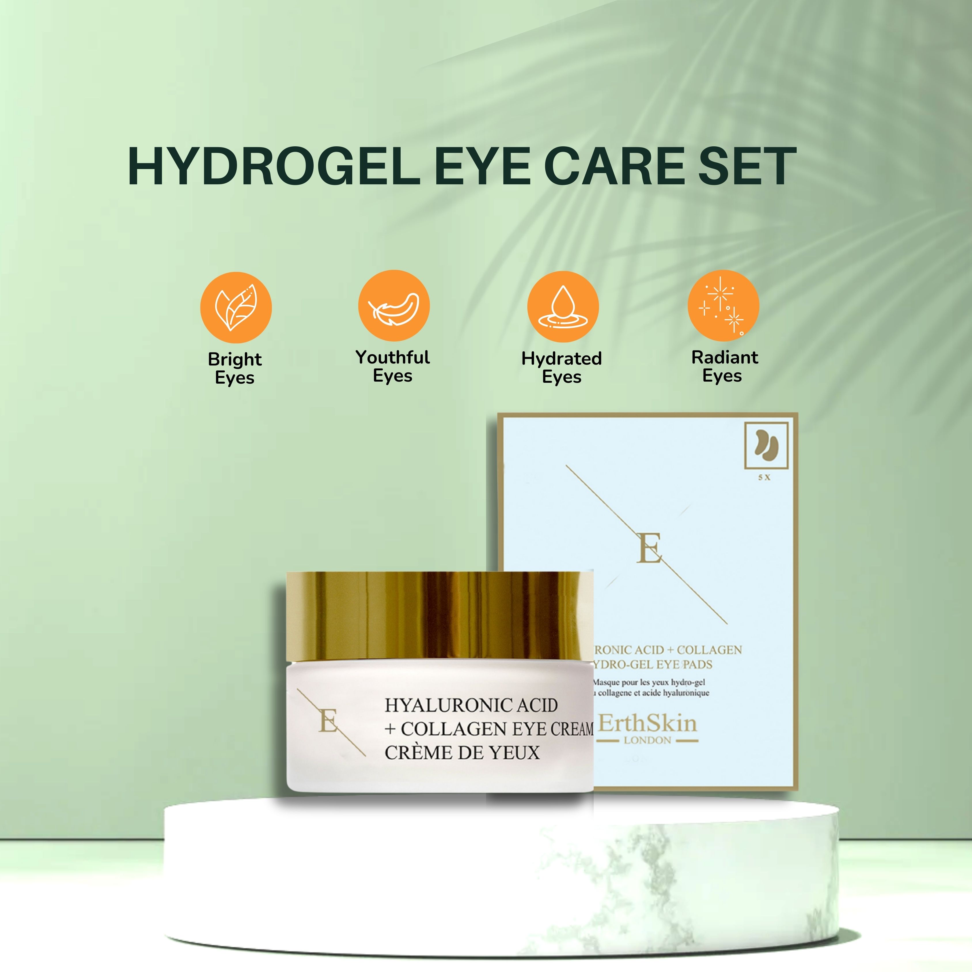 ErthSkin London Hyaluronsäure + Collagen Pro Age Augencreme + Augenpads
