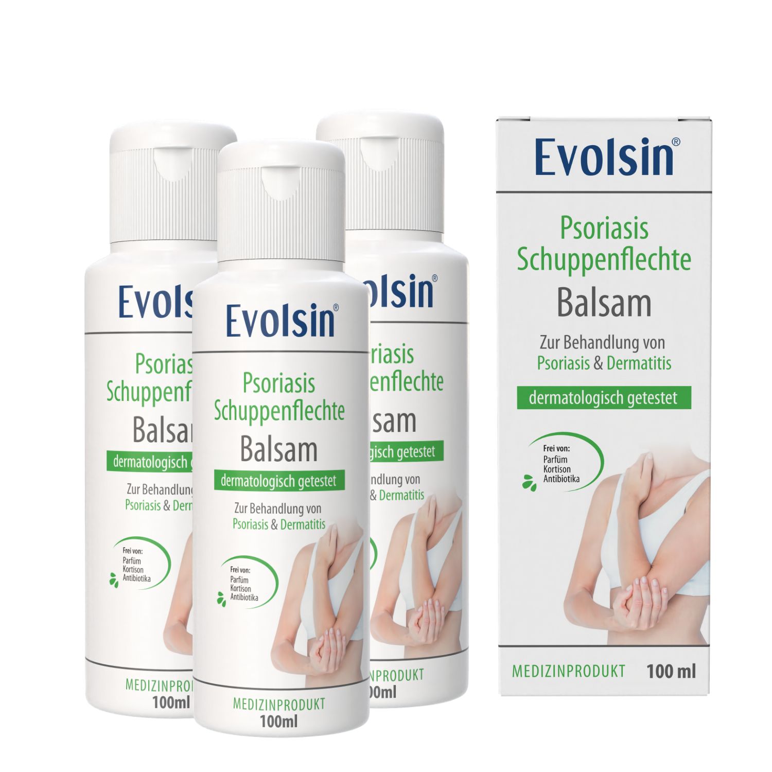 Evolsin® Psoriasis Balsam 3er Pack – bei Schuppenflechte, beruhigt Haut, ohne Kortison