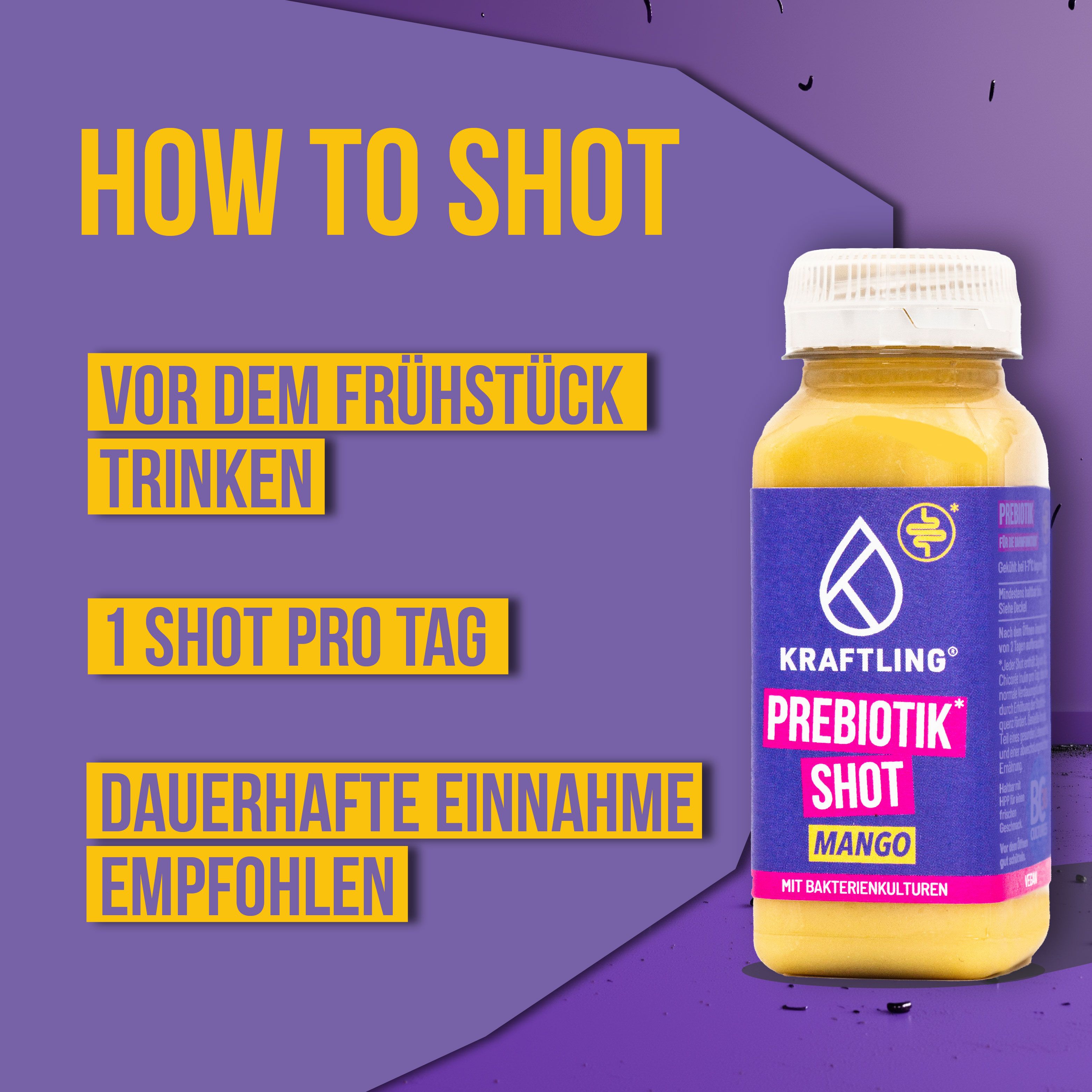 Kraftling Prebiotik Shot Dosierflasche  Mango  7 Shots