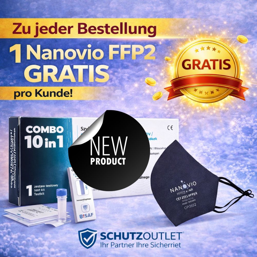 BISAF Combo 10in1 Testkit und eine Nanovio FFP2 Maske. Angebot: 1 Gratis Nanovio FFP2 pro Kunde.