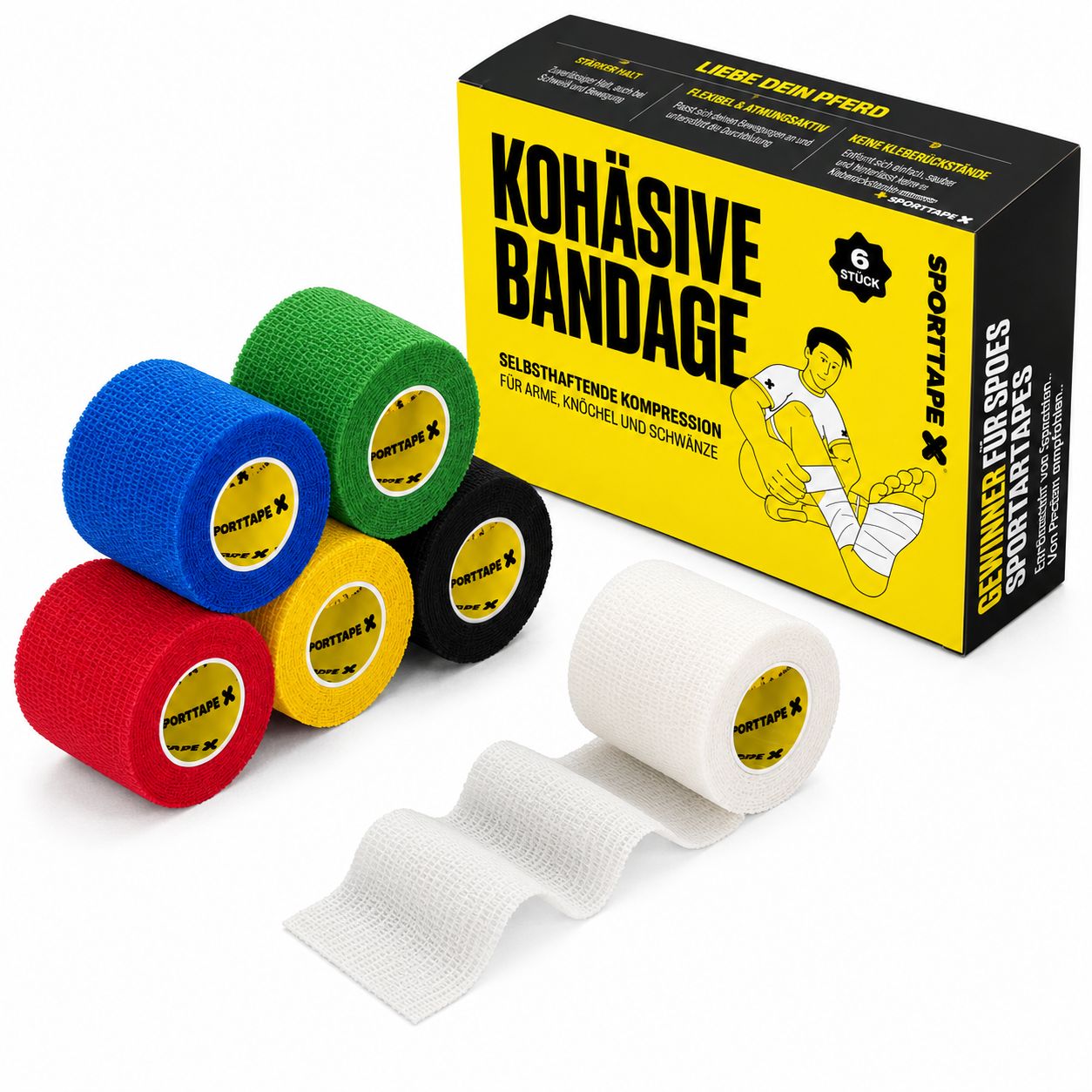 SPORTTAPE  Selbstklebender verband - 6 Rollen, 5 cm x 4,5 m Gemischt