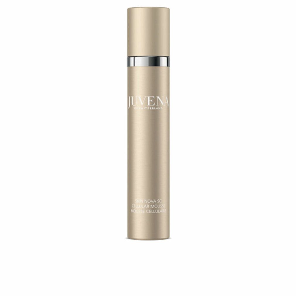 Beige Flasche mit silbernem Ring. Aufschrift: Juvena, Skin Nova SC Cellular Mousse.