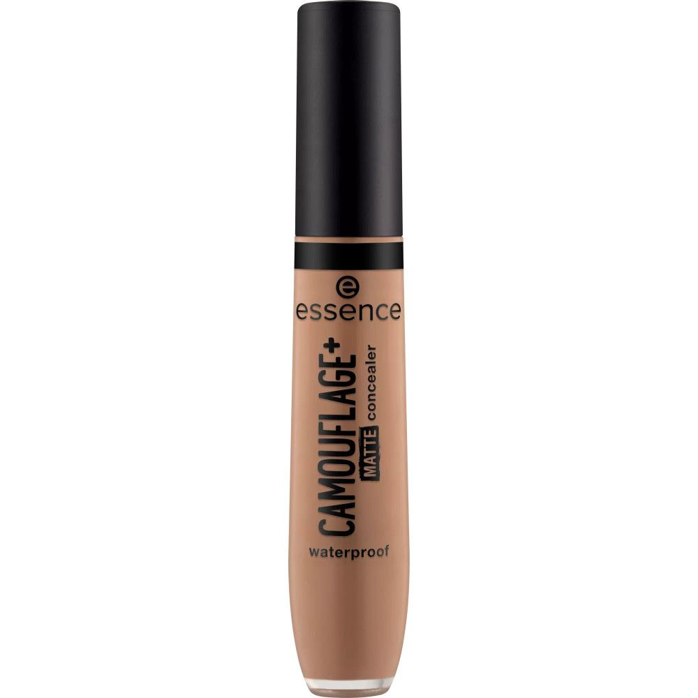Beige Concealer-Tube mit schwarzem Deckel. Aufschrift: CAMOUFLAGE+ MATTE concealer waterproof. Marke: essence.