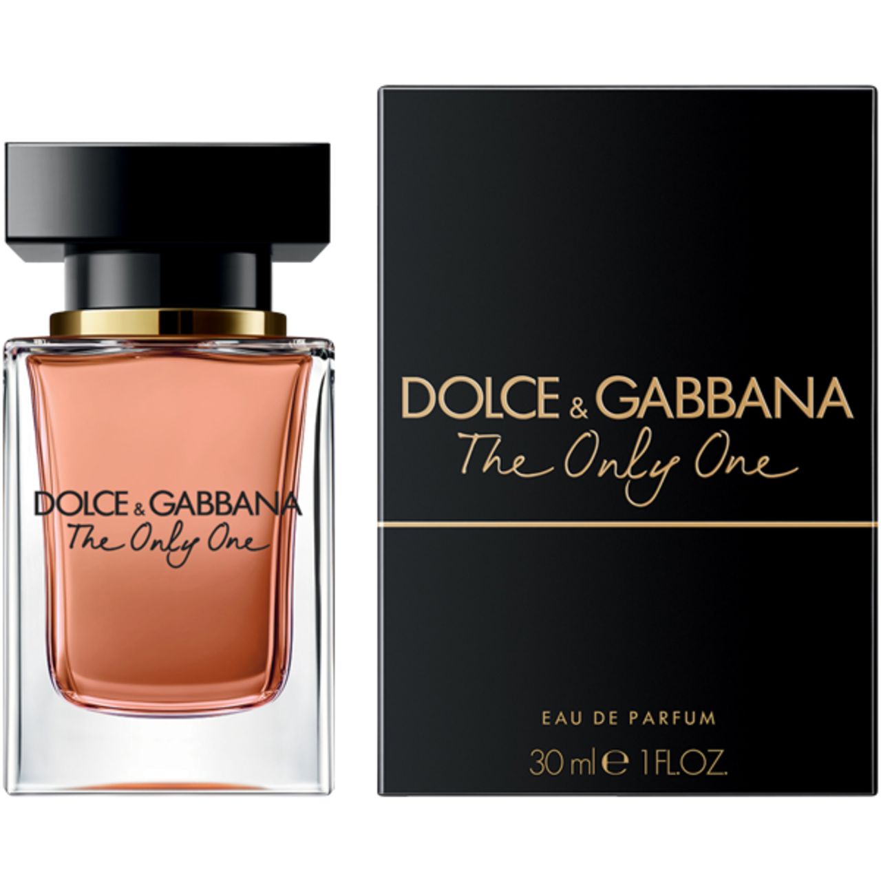 Dolce & Gabbana The Only One Eau de Parfum 30ml Flakon und schwarze Geschenkbox.