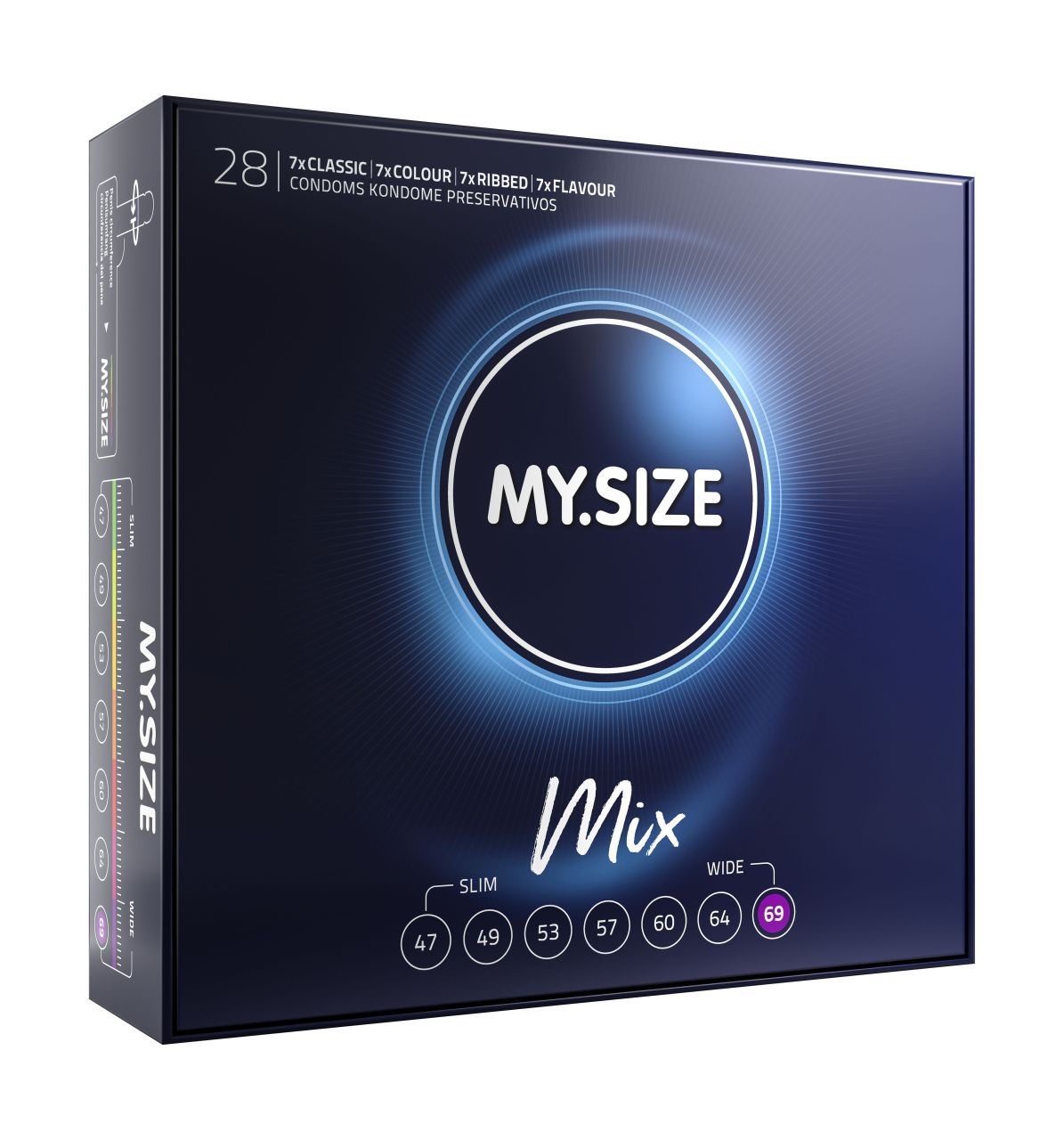 My.Size 69mm MIX: 7 Größen, 4 Varianten. Messen Sie Ihre Größe für perfekten Sitz.